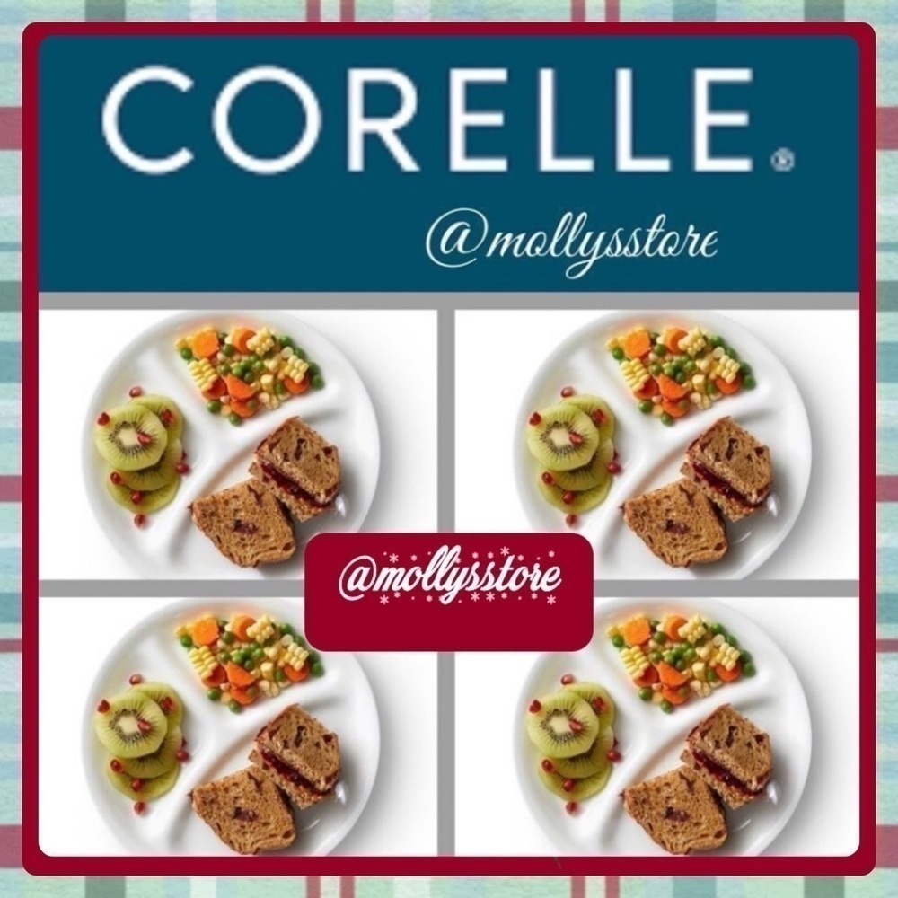 Lunch 🌺 New Corelle Livingware Winter Frost White 8.25" Divided Plate Set of 4